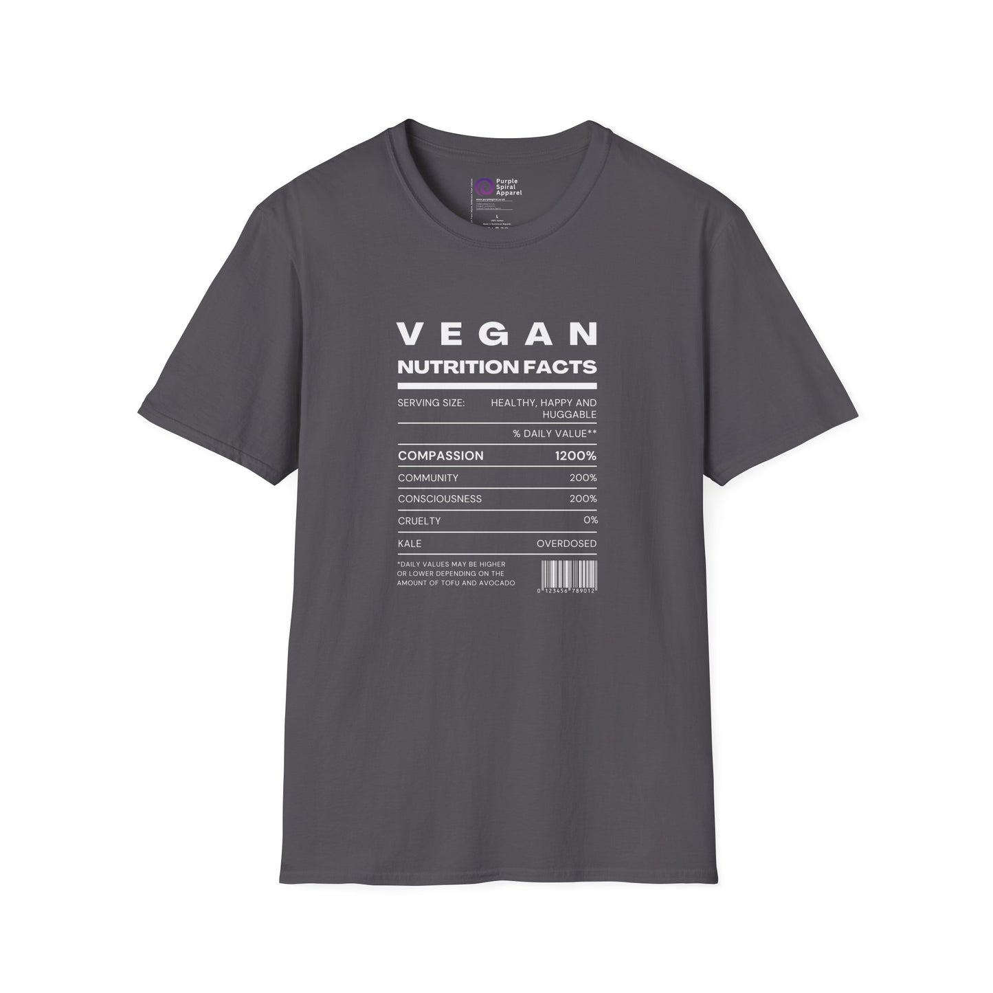 Vegan Nutrition Facts Shirt - Dark