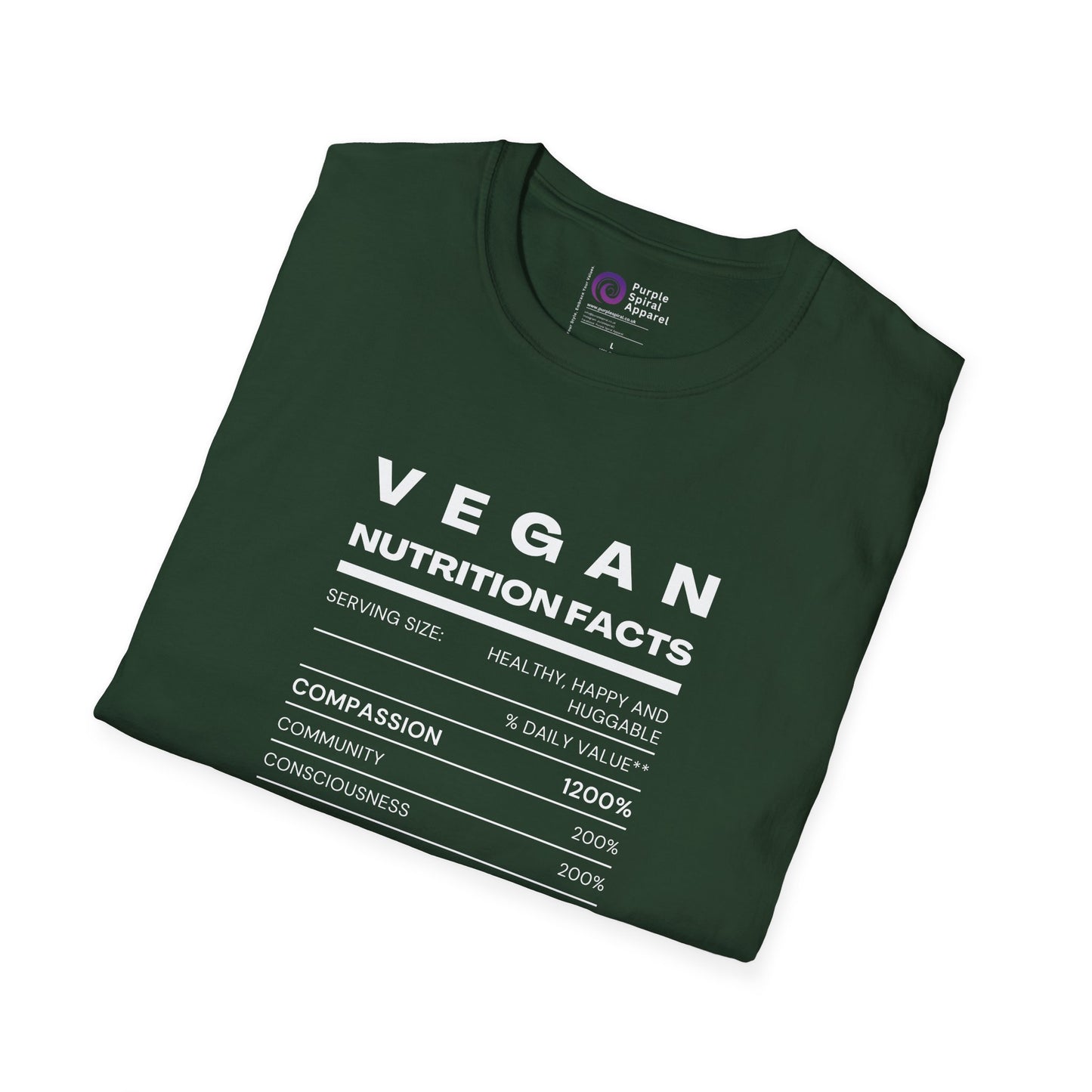 Vegan Nutrition Facts - Dark [Unisex Softstyle Tee]