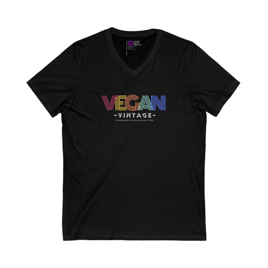 Vegan Vintage [Unisex Jersey Short Sleeve V-Neck Tee]