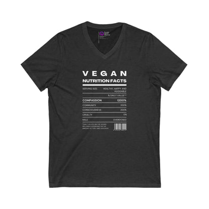 Vegan Nutrition Facts - Dark [Unisex Jersey Short Sleeve V-Neck Tee]