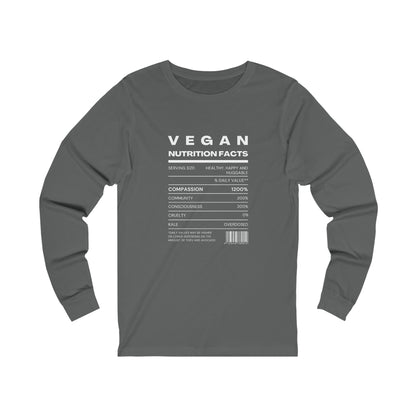 Vegan Nutrition Facts - Dark [Unisex Jersey Long Sleeve Tee]