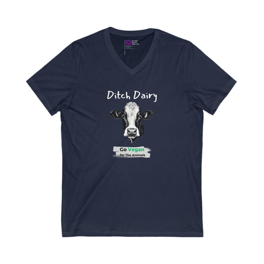 Ditch Dairy - Dark [Unisex Jersey Short Sleeve V-Neck Tee]