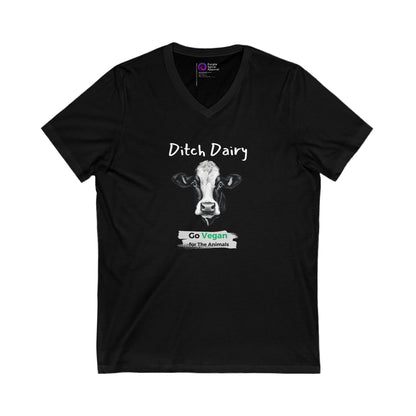 Ditch Dairy - Dark [Unisex Jersey Short Sleeve V-Neck Tee]