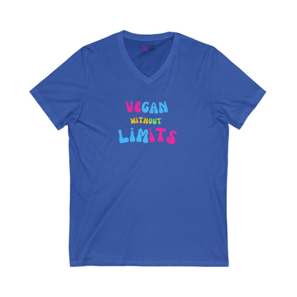 Vegan Without Limits - [Unisex Jersey Short Sleeve V-Neck Tee]