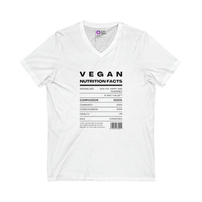 Vegan Nutrition Facts - White [Unisex Jersey Short Sleeve V-Neck Tee]